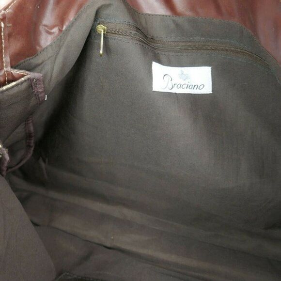 Braciano Large handbag shoulder tote brown floral paisley tapestry pattern - Picture 4 of 9